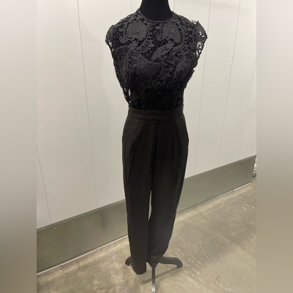 bebe Black Lace Detail Jumpsuit